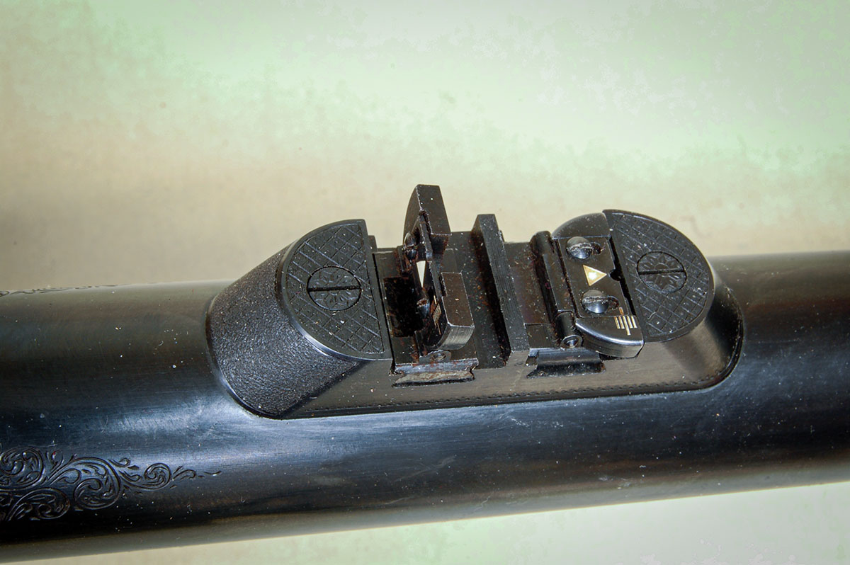 Custom “adjustable” express rear sight on a ball gun.